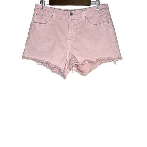 7 for all Mankind Women's Light Pink High Rise Frayed Hem Cut Off Shorts Size 32 - Picture 1 of 11